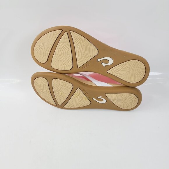 OluKai Women's Bright White Full-Grain Leather Honu Beach Thong Sandal Size 10 - Picture 5 of 6